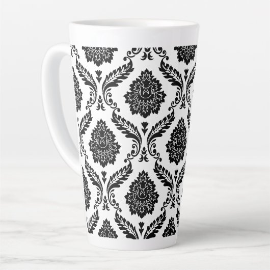 Rococo Damask Big Pattern Black on White Milchtasse (Linke Ecke)
