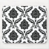 Rococo Damask Big Pattern Black on White Mousepad (Vorne)
