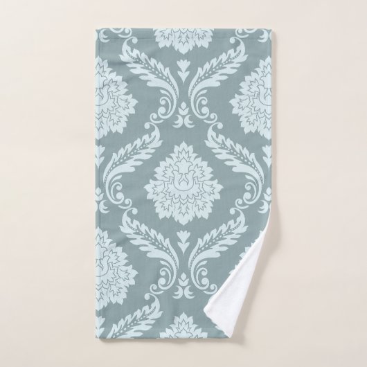 Rococo Damask Big Pattern Duck Egg Blue+Teal Badhandtuch Set (Handtuch)