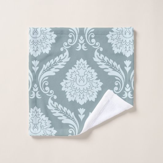 Rococo Damask Big Pattern Duck Egg Blue+Teal Badhandtuch Set (Waschlappen)