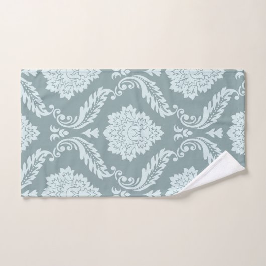 Rococo Damask Big Pattern Duck Egg Blue+Teal Badhandtuch Set (Handtuch)