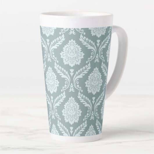 Rococo Damask Big Pattern Duck Egg Blue+Teal Milchtasse (Rechte Ecke)