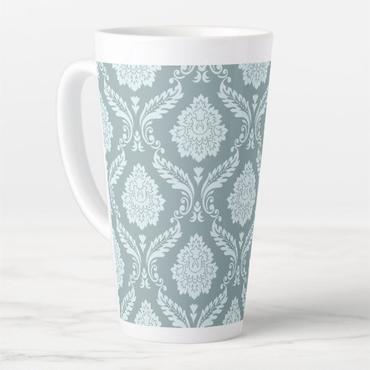 Rococo Damask Big Pattern Duck Egg Blue+Teal Milchtasse (Linke Ecke)