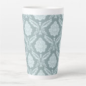 Rococo Damask Big Pattern Duck Egg Blue+Teal Milchtasse (Vorderseite)