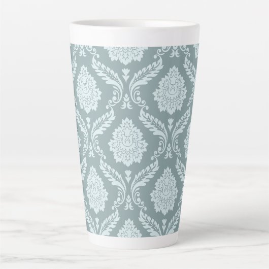 Rococo Damask Big Pattern Duck Egg Blue+Teal Milchtasse (Vorderseite)