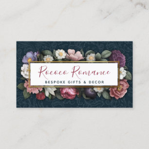 Rococo-Damask & Elegante Florale Vintage Feminine Visitenkarte
