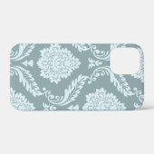 Rococo-Damask-Kunst I Entenei-Blau+Türkis Case-Mate iPhone Hülle (Rückseite (Horizontal))