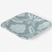 Rococo-Damask-Kunst I Entenei-Blau+Türkis Pappteller (Gewinkelt)