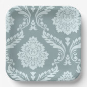 Rococo-Damask-Kunst I Entenei-Blau+Türkis Pappteller (Vorderseite)