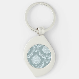 Rococo-Damask-Kunst I Enteneibl Blau+Türkis Schlüsselanhänger
