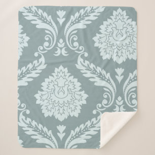 Rococo-Damask-Kunst I Enteneibl Blau+Türkis Sherpadecke
