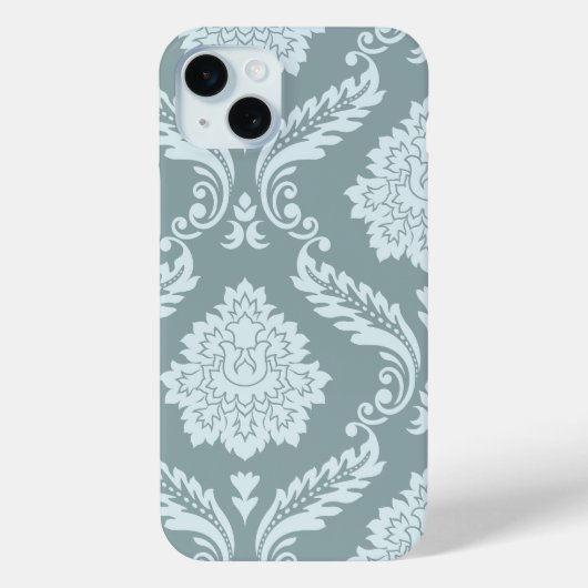 Rococo-Damask-Kunst I Enteneiblau+Türkis Case-Mate iPhone Hülle (Rückseite)