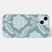 Rococo-Damask-Kunst I Enteneiblau+Türkis Case-Mate iPhone Hülle (Rückseite (Horizontal))