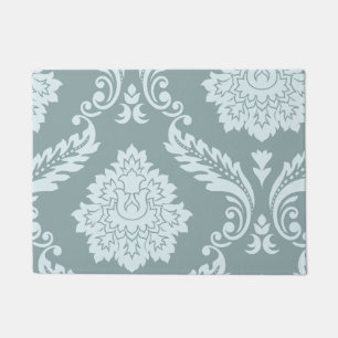 Rococo-Damask-Kunst I Enteneiblau + Türkis Fußmatte