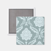 Rococo-Damask-Kunst I Enteneiblau+Türkisfarben Magnet (Vorderseite/Rückseite)