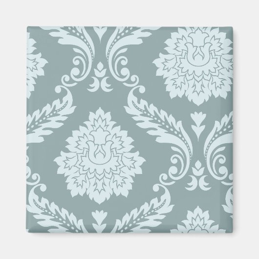 Rococo-Damask-Kunst I Enteneiblau+Türkisfarben Magnet (Vorne)