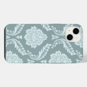Rococo-Damask-Kunst I Entengrün+Türkis iPhone Hülle (Rückseite (Horizontal))
