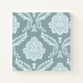 Rococo-Damask-Kunst I Entengrün+Türkis Notizblock (Rückseite)