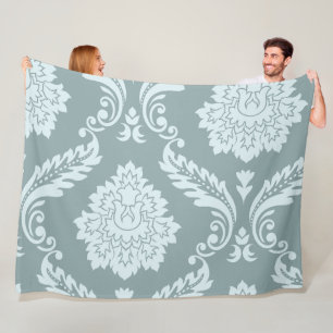 Rococo-Damask-Kunst I Entengrüne + Türkis Fleecedecke