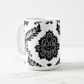 Rococo Damask Lg Off-Set Pattern Black on White Kaffeetasse (Vorderseite Links)
