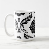 Rococo Damask Lg Off-Set Pattern Black on White Kaffeetasse (Links)