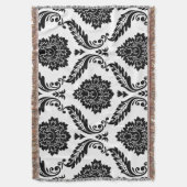 Rococo Damask Lg Pattern Black on White Decke (Vorderseite Vertikal)