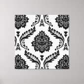 Rococo Damask Lg Pattern Black on White Leinwanddruck (Vorderseite)