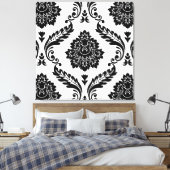 Rococo Damask Lg Pattern Black on White Leinwanddruck (Insitu (Schlafzimmer))