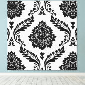 Rococo Damask Lg Pattern Black on White Leinwanddruck (Insitu (Holzboden))