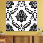 Rococo Damask Lg Pattern Black on White Leinwanddruck (Insitu (Wohnzimmer))