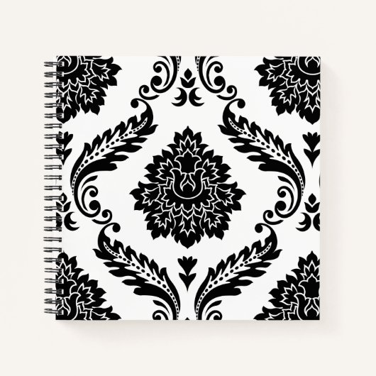 Rococo Damask Lg Pattern Black on White Notizblock (Vorderseite)