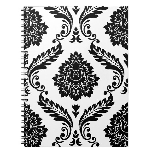 Rococo Damask Lg Pattern Black on White Notizblock (Vorderseite)