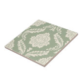 Rococo Damask Lg Pattern Cream on Green Fliese (Seite)