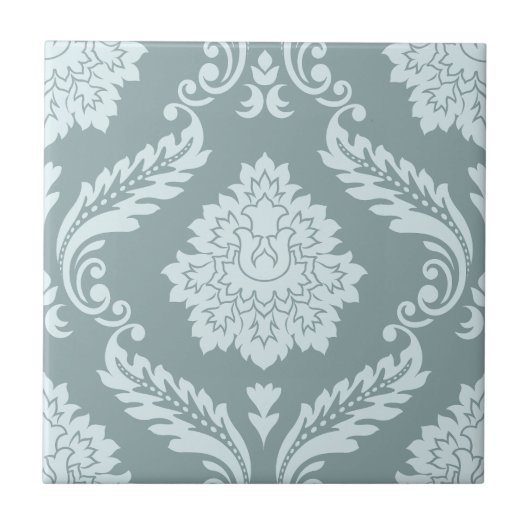 Rococo Damask Lg Pattern Duck Egg Blue+Teal Fliese (Vorderseite)
