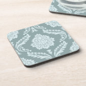 Rococo Damask Lg Pattern Duck Egg Blue+Teal Getränkeuntersetzer (Linke Seite)