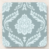 Rococo Damask Lg Pattern Duck Egg Blue+Teal Getränkeuntersetzer (Vorderseite)