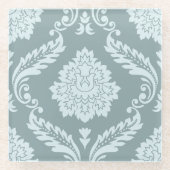 Rococo Damask Lg Pattern Duck Egg Blue+Teal Glasuntersetzer (Vorderseite)