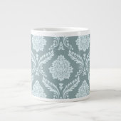 Rococo Damask Lg Pattern Duck Egg Blue+Teal Jumbo-Tasse (Vorderseite)