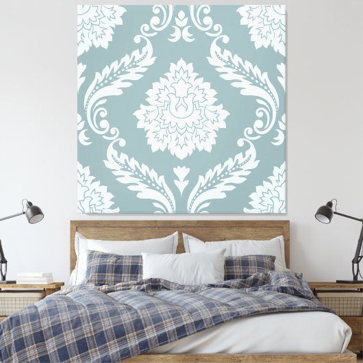 Rococo Damask Lg Pattern Duck Egg Blue+Teal Leinwanddruck (Insitu (Schlafzimmer))