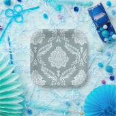 Rococo Damask Lg Pattern Duck Egg Blue+Teal Pappteller (Party)