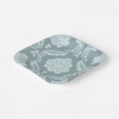 Rococo Damask Lg Pattern Duck Egg Blue+Teal Pappteller (Gewinkelt)