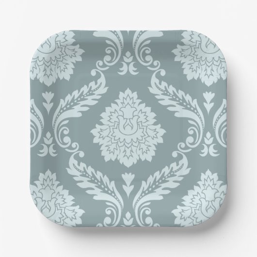 Rococo Damask Lg Pattern Duck Egg Blue+Teal Pappteller (Vorderseite)