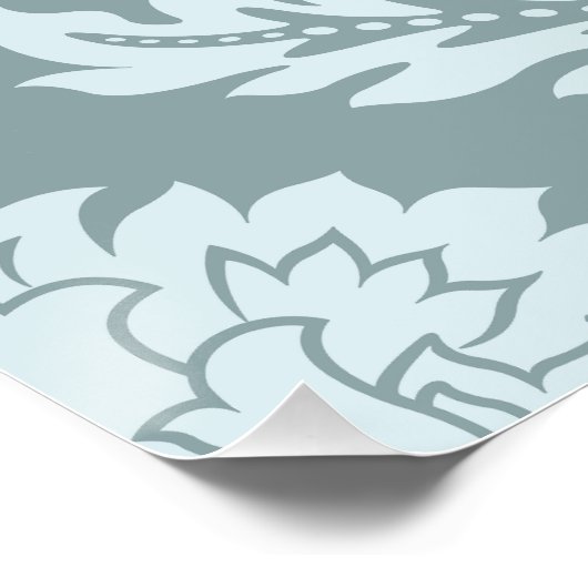 Rococo Damask Lg Pattern Duck Egg Blue+Teal Poster (Ecke)