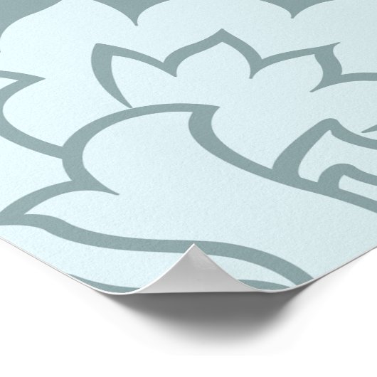 Rococo Damask Lg Pattern Duck Egg Blue+Teal Poster (Ecke)