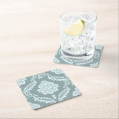 Rococo Damask Lg Pattern Duck Egg Blue+Teal Rechteckiger Pappuntersetzer (Vor Ort)