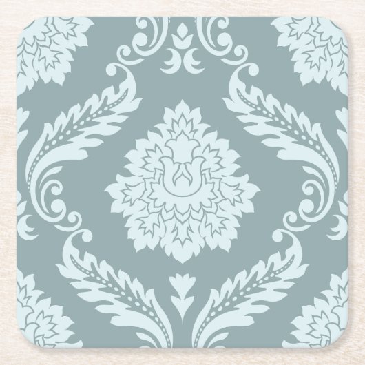 Rococo Damask Lg Pattern Duck Egg Blue+Teal Rechteckiger Pappuntersetzer (Vorderseite)