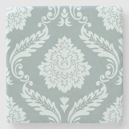 Rococo Damask Lg Pattern Duck Egg Blue+Teal Steinuntersetzer (Vorderseite)