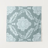Rococo Damask Lg Pattern Duck Egg Blue+Teal Wandteppich (Vorderseite (Horizontal))