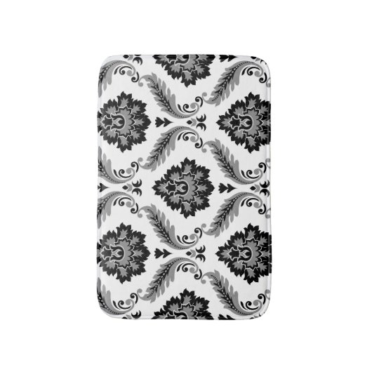 Rococo Damask Lg Pattern Grey Black White Badematte (Vorderseite Vertikal)