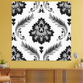Rococo Damask Lg Pattern Grey Black White Leinwanddruck (Insitu (Wohnzimmer))